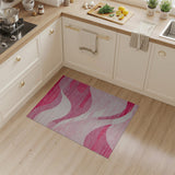 Wavy Pink Abstract Area Rug