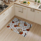 Vibrant Orange Guitar Music Notes Area Rug