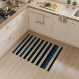 Navy Yellow Striped Textured Coastal Rug