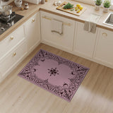 Ornate Pink Floral Border Pink Area Rug