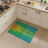 Vibrant Grid Geometric Area Rug in Teal Orange