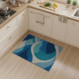 Geometric Modern Layered Blue Wave Geometric Area Rug