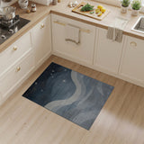 Starry Night Abstract Blue Wave Area Rug