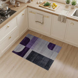 Purple Grey Curved Geometric Area Rug