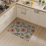 Coral Daisy Floral Pattern Area Rug
