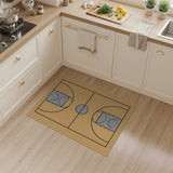 Orange Basketball Court Line Art Area Rug