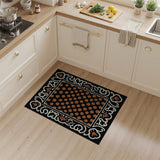 Orange Polka Dot Area Rug with Ornate Floral Border