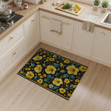 Vibrant Yellow Poppy Floral Area Rug