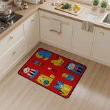 Playful Cartoon Animals Red Kids Rug