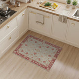 Red Ivory Persian Floral Area Rug with Red Border