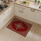 Elegant Red Persian Area Rug with Gold Ornate Border