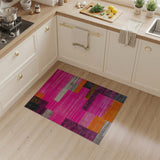 Vibrant Pink Geometric Patchwork Area Rug