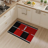 Modern Red Black Geometric Area Rug