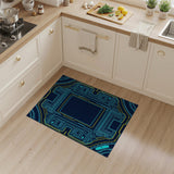 Futuristic Neon Circuit Geometric Area Rug