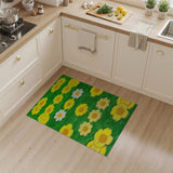 Vibrant Yellow Daisy Shag Area Rug on Green