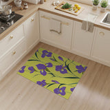 Purple Iris Floral Area Rug on Sunny Yellow