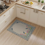 Vintage Floral Meadow Rug with Blue Birds