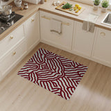 Red Wavy Geometric Area Rug