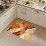 Abstract Area Orange Marble Gold Vein Area Rug