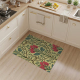 Red Poppy Floral Vintage Area Rug