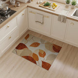 Abstract Autumn Leaves Area Rug in Beige Rust