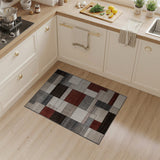 Geometric Block Area Rug in Neutral Rust Tones