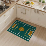 Blue and Teal Teal Soccer Field Geometric Area Rug