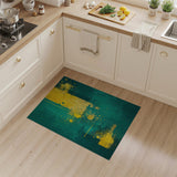 Teal Gold Distressed Geometric Area Rug