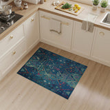 Teal Boho Geometric Tribal Area Rug