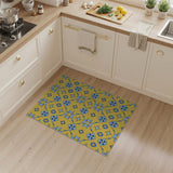 Sunny Yellow Blue Starflower Area Rug