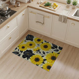 Yellow Sunflower Black Rose Floral Area Rug