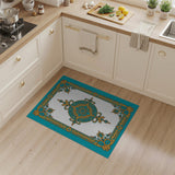 Traditional Persian Ornate Teal Gold Medallion Area Rug