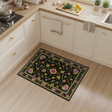 Multi-color and Patterns Vibrant Floral Persian Area Rug on Black