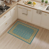 Teal Persian Daisy Lattice Area Rug