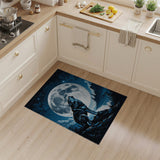 Howling Wolf Full Moon Night Sky Area Rug