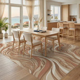 Swirling Leaf Brown Abstract Area Rug