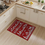 Festive Christmas Village Red Papercut Area Rug