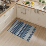 Geometric Modern Blue and Teal Navy Blue Striped Geometric Area Rug