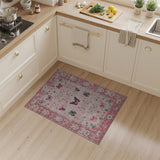 Pink Floral Vintage Pink Butterfly Floral Vintage Area Rug