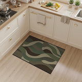Green Abstract Wavy Green Area Rug