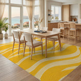 Yellow Abstract Area Yellow Abstract Wave Area Rug