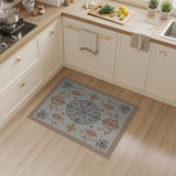 Ornate Grey Gold Floral Vintage Rug