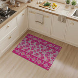 Vibrant Pink Floral Border Area Rug
