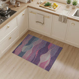 Abstract Wavy Pink Blue Area Rug