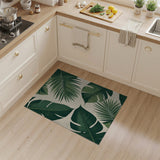Distressed Green Monstera Palm Leaf Area Rug
