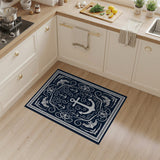 Ornate Navy Anchor Nautical Area Rug