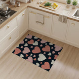 Playful Pink Hearts Scatter Rug on Black