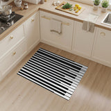Black White Piano Key Striped Area Rug