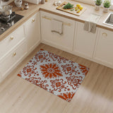 Vibrant Orange Floral Damask Area Rug