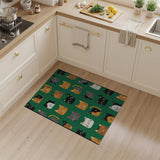 Playful Cartoon Cat Faces Green Area Rug